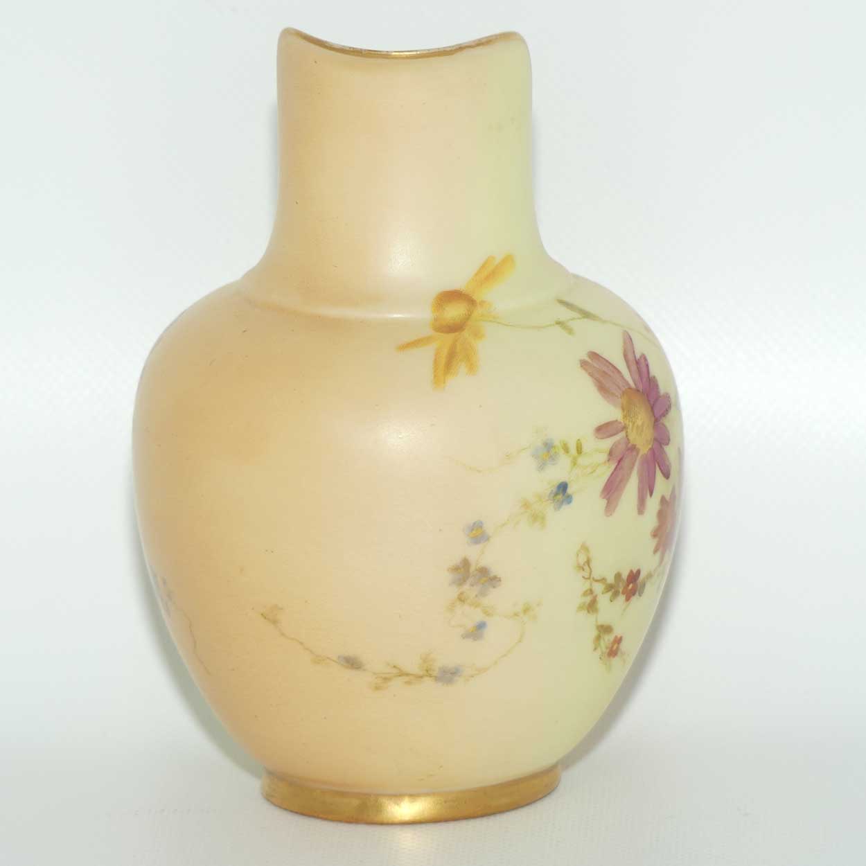 Royal Worcester Blush Ivory hand painted pink daisy very small flatback jug