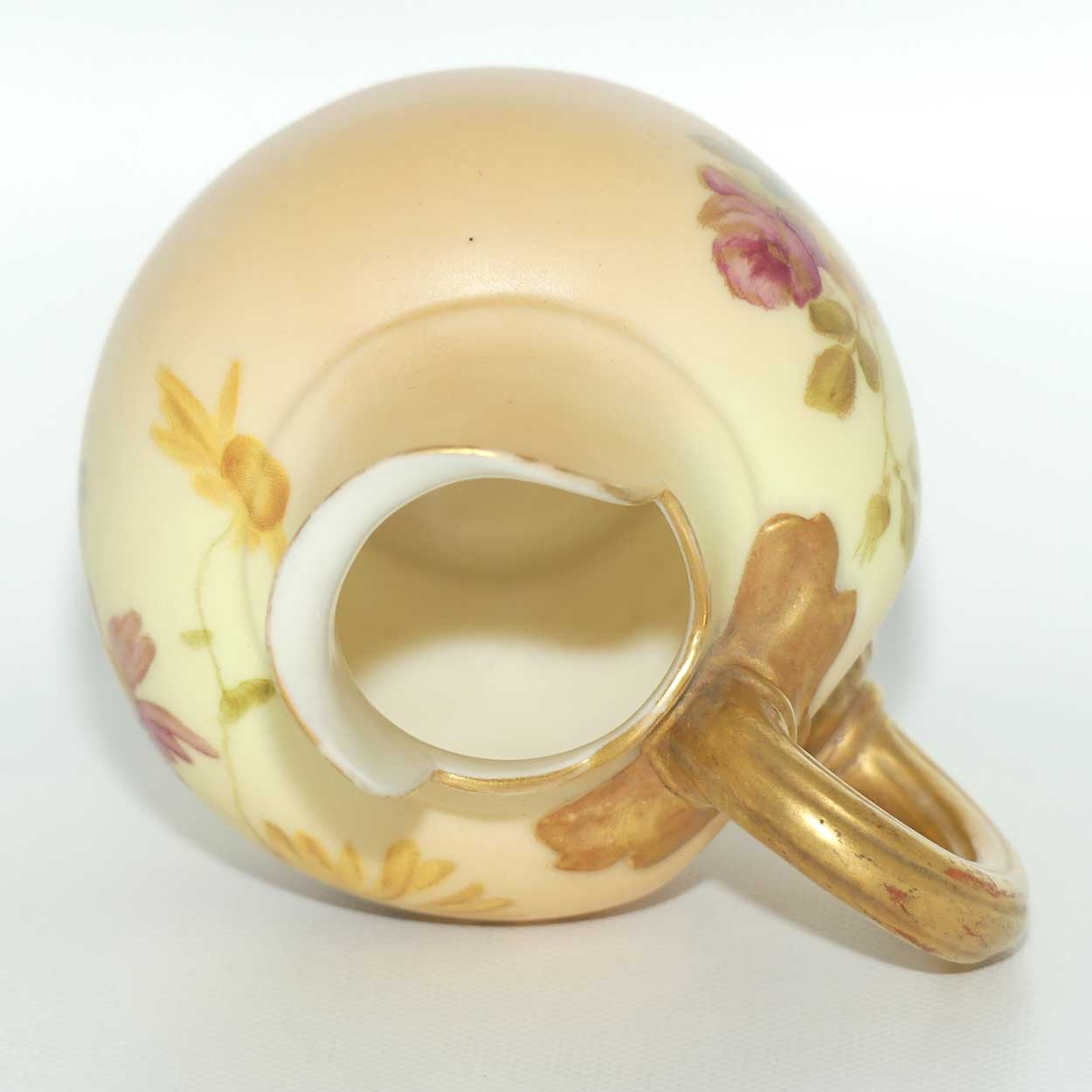 Royal Worcester Blush Ivory hand painted pink daisy very small flatback jug