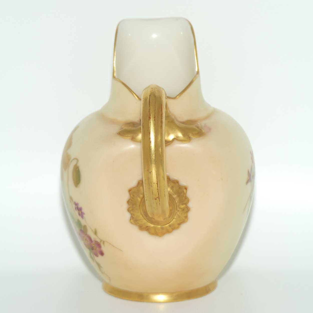 Royal Worcester Blush Ivory hand painted flatback Poppies jug (Small)