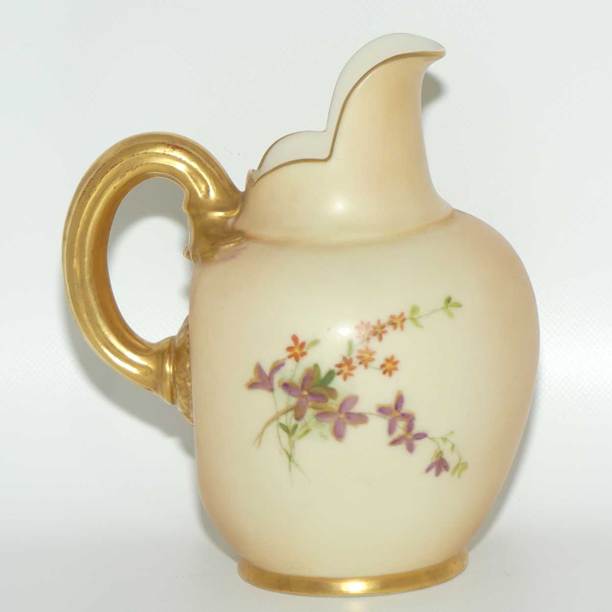 Royal Worcester Blush Ivory hand painted flatback Poppies jug (Small)