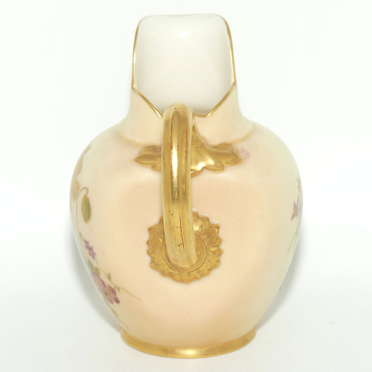 Royal Worcester Blush Ivory hand painted flatback Poppies jug | Small