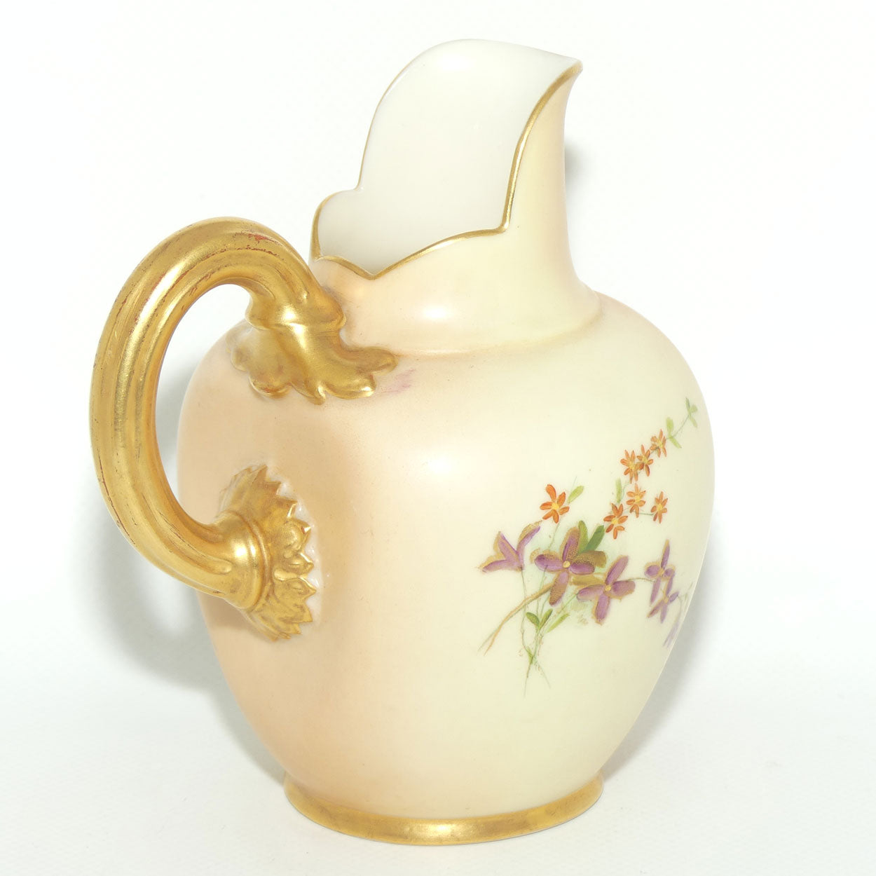 Royal Worcester Blush Ivory hand painted flatback Poppies jug | Small