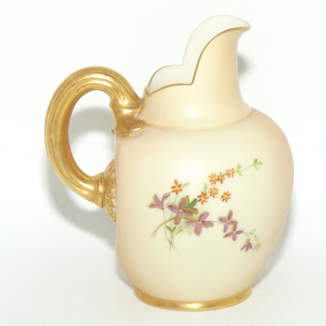 Royal Worcester Blush Ivory hand painted flatback Poppies jug | Small