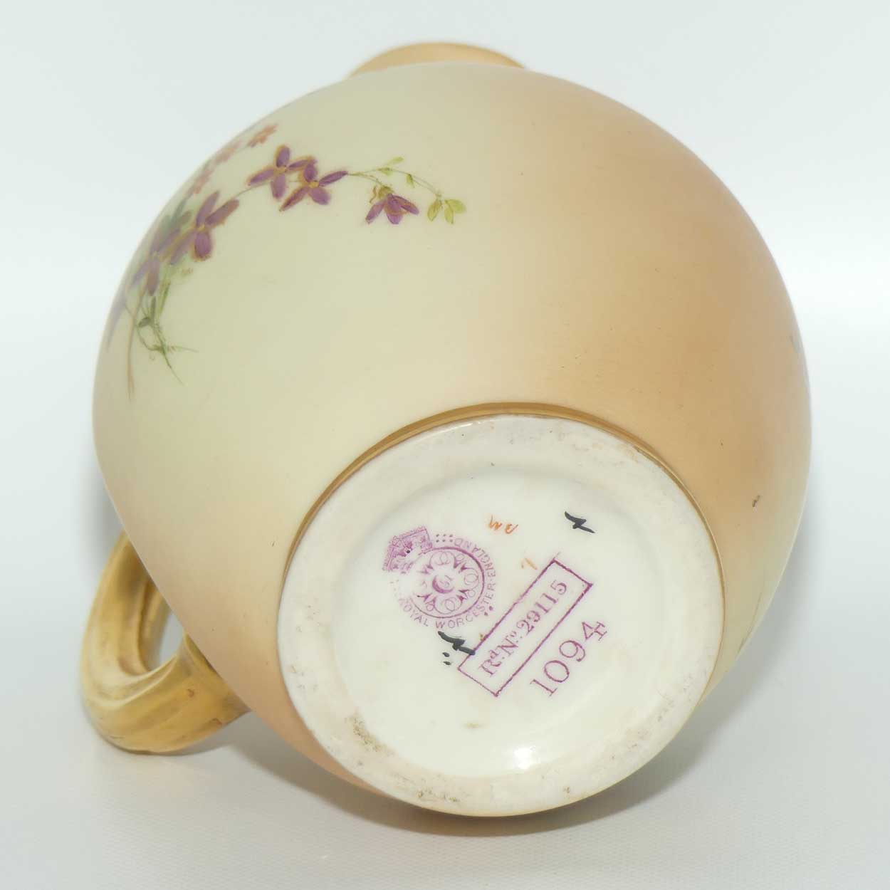 Royal Worcester Blush Ivory hand painted flatback Poppies jug (Small)