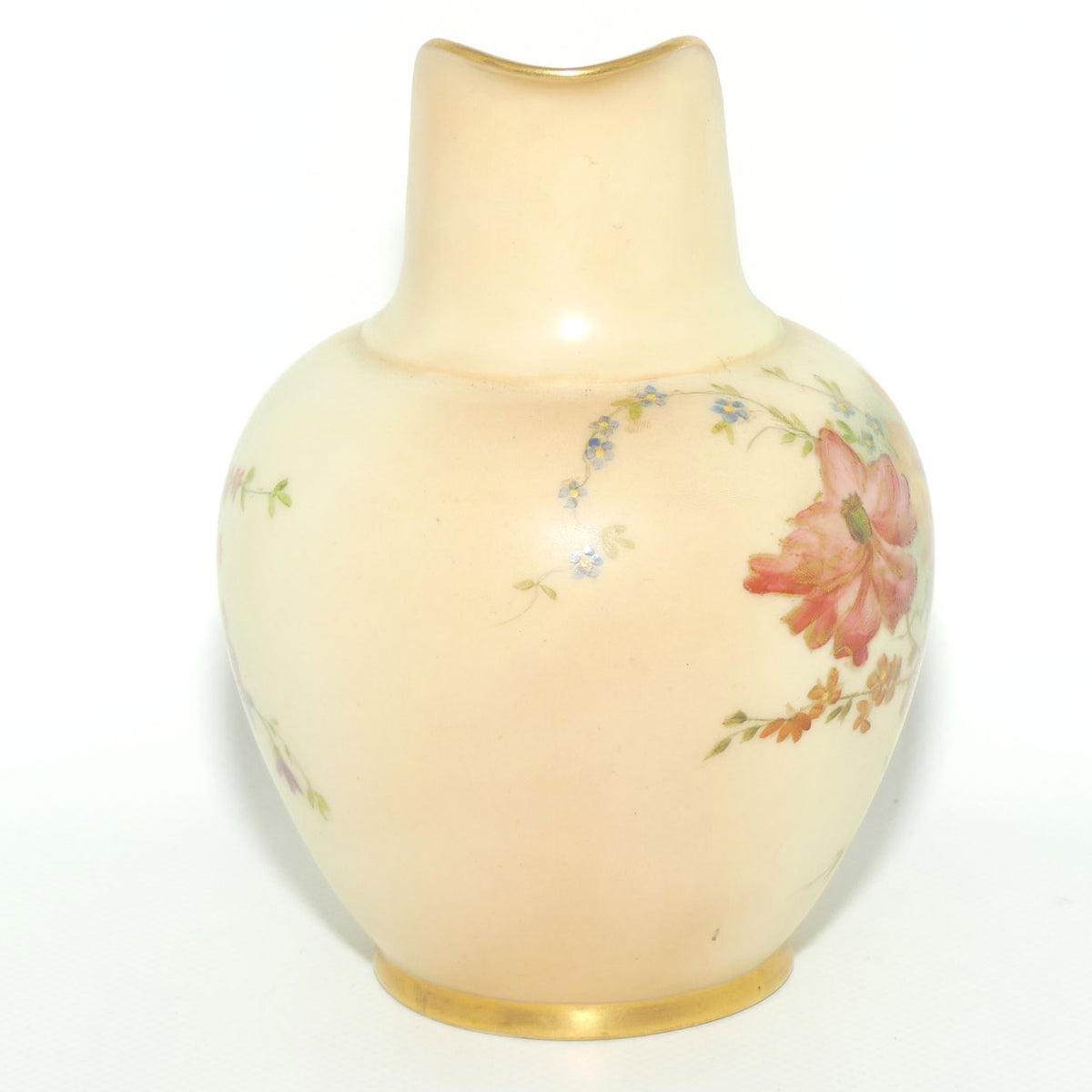 Royal Worcester Blush Ivory hand painted flatback Poppies jug | Small