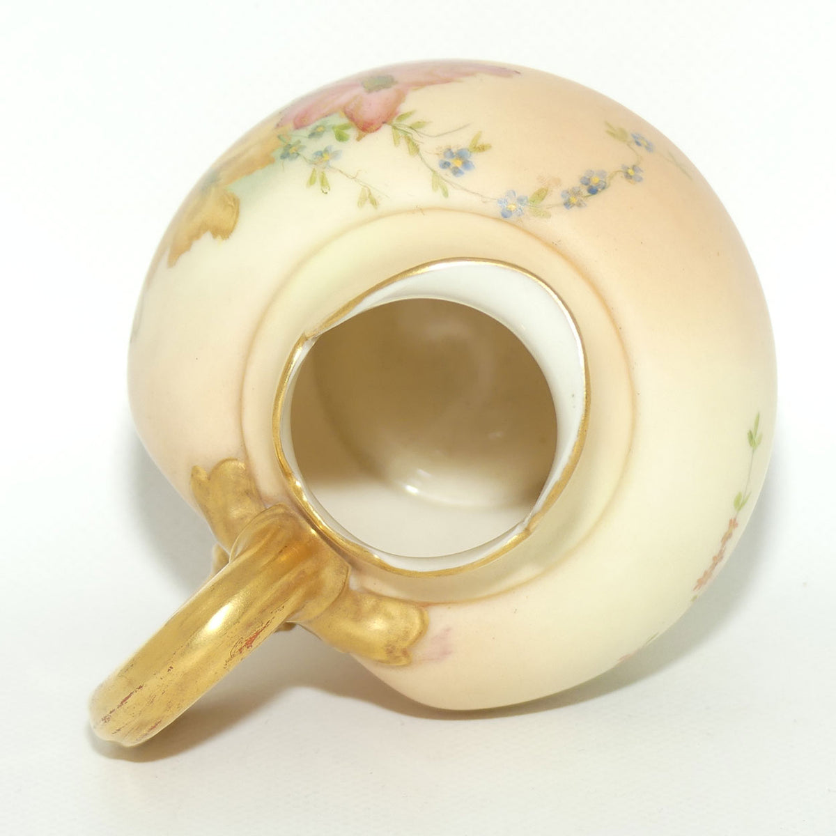 Royal Worcester Blush Ivory hand painted flatback Poppies jug | Small