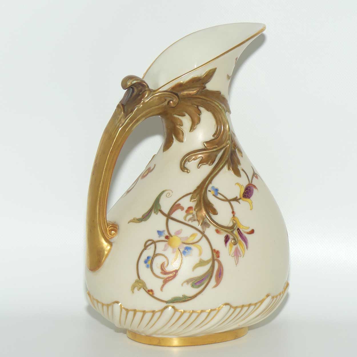 Royal Worcester Blush Ivory hand painted tear drop bulbous jug