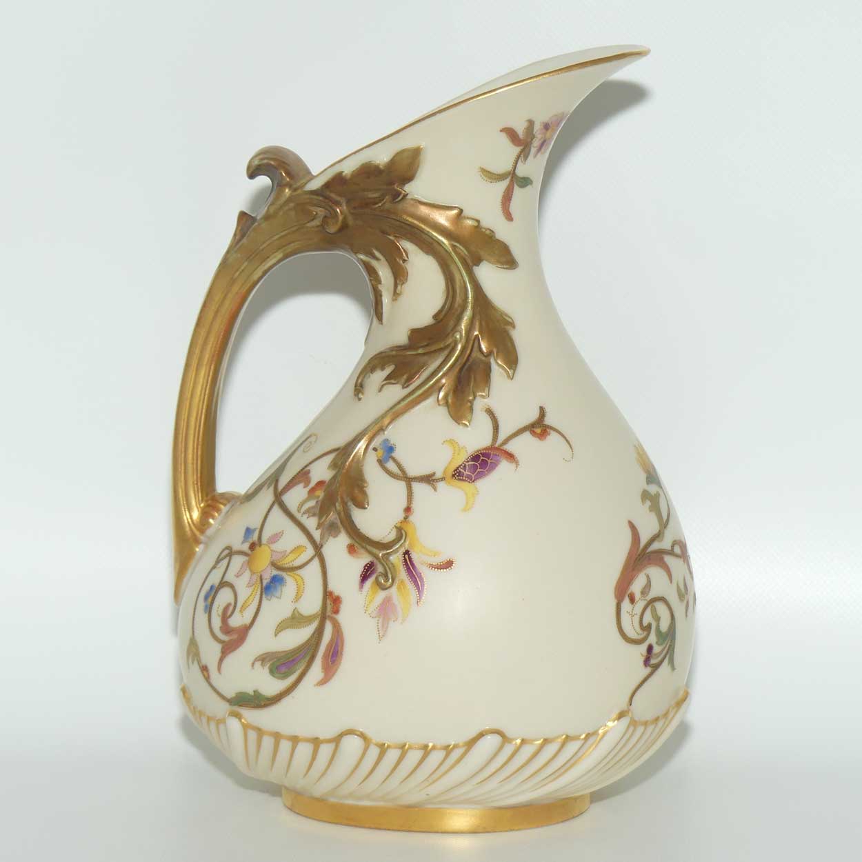 Royal Worcester Blush Ivory hand painted tear drop bulbous jug