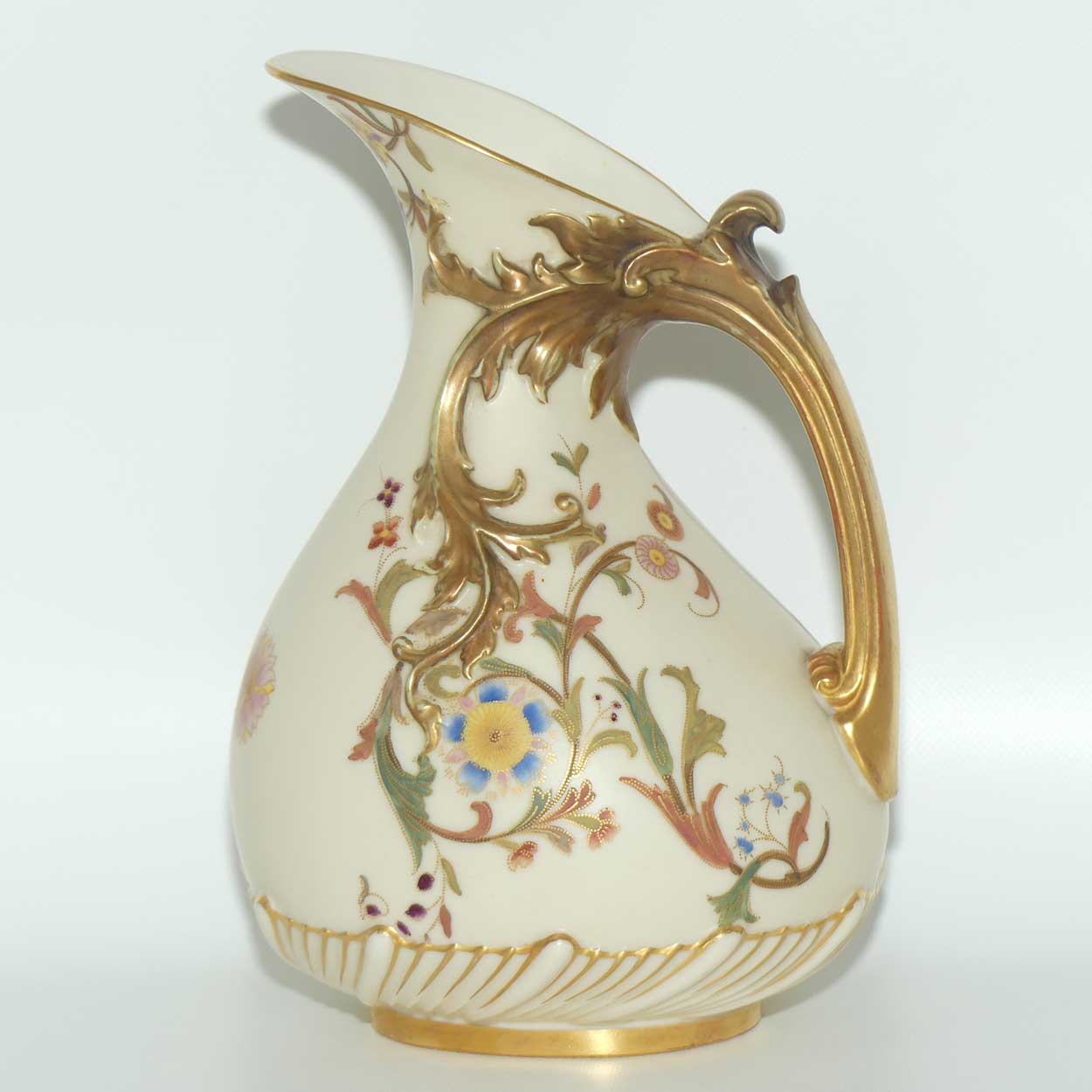 Royal Worcester Blush Ivory hand painted tear drop bulbous jug