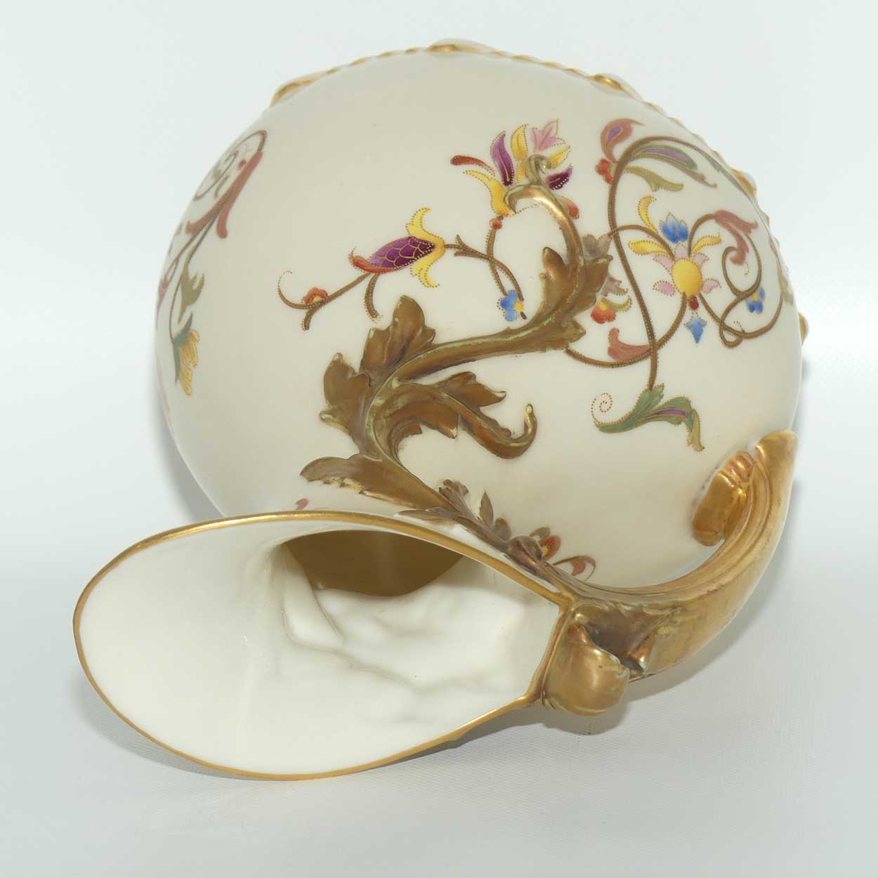 Royal Worcester Blush Ivory hand painted tear drop bulbous jug