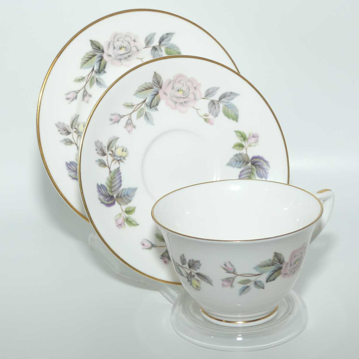 Royal Worcester June Garland tea trio
