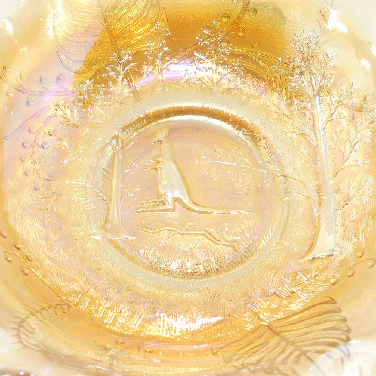 Australian Carnival Glass | Marigold Kangaroo Master Bowl | RD 4696
