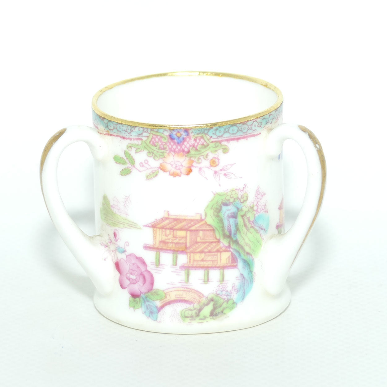 Royal Doulton Willow pattern story miniature tyg | loving cup | Colourful
