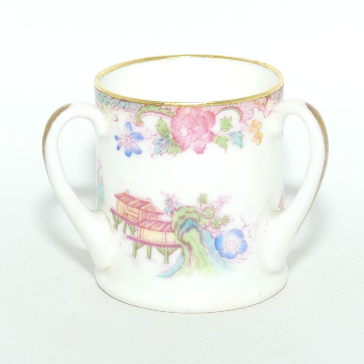 Royal Doulton Willow pattern story miniature tyg | loving cup | Colourful