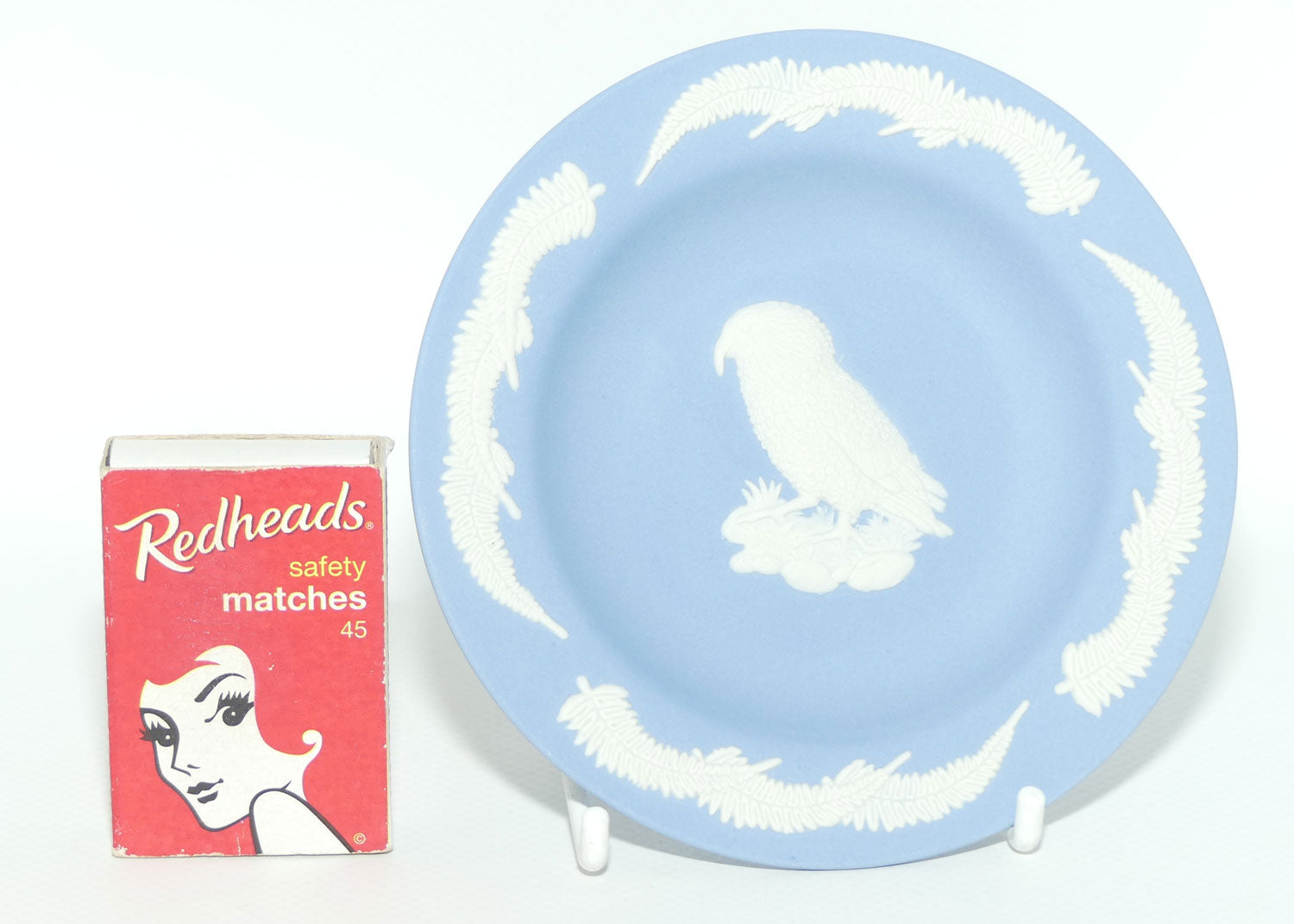 Wedgwood Jasper | New Zealand Fauna | White on Pale Blue | Kea Bird Plate | Boxed