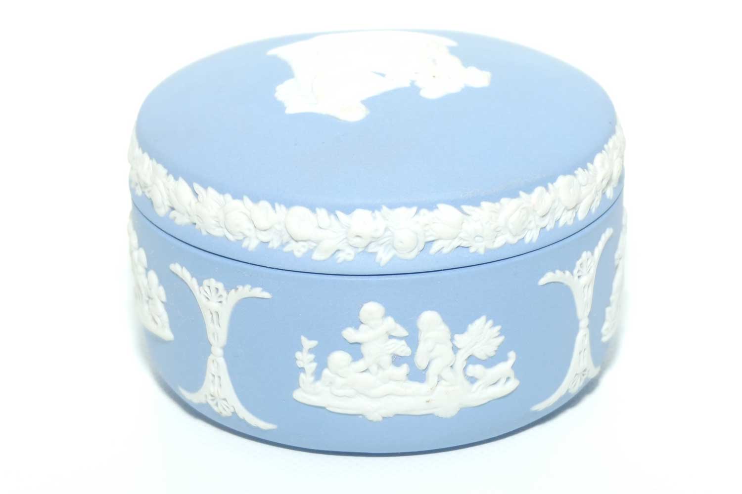 Wedgwood Jasper | White on Pale Blue | Maidens and Cherub Bean Shape trinket | #1