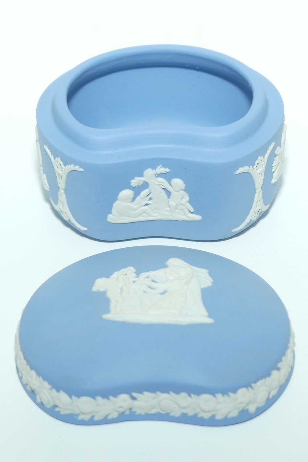 Wedgwood Jasper | White on Pale Blue | Maidens and Cherub Bean Shape trinket | #1