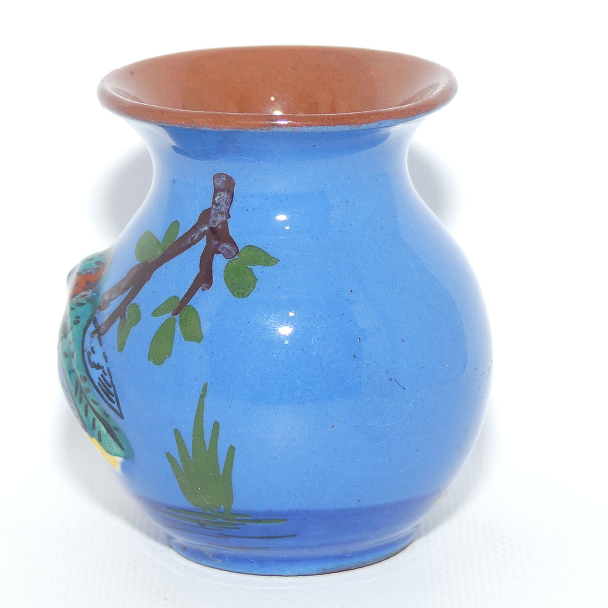 Torquay Ware | Motto Ware | small Kingfisher motif vase