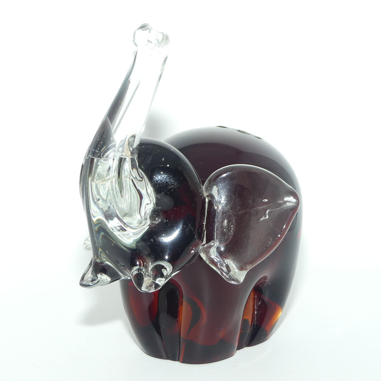 Krosno Jozefina Amber Glass Elephant paperweight