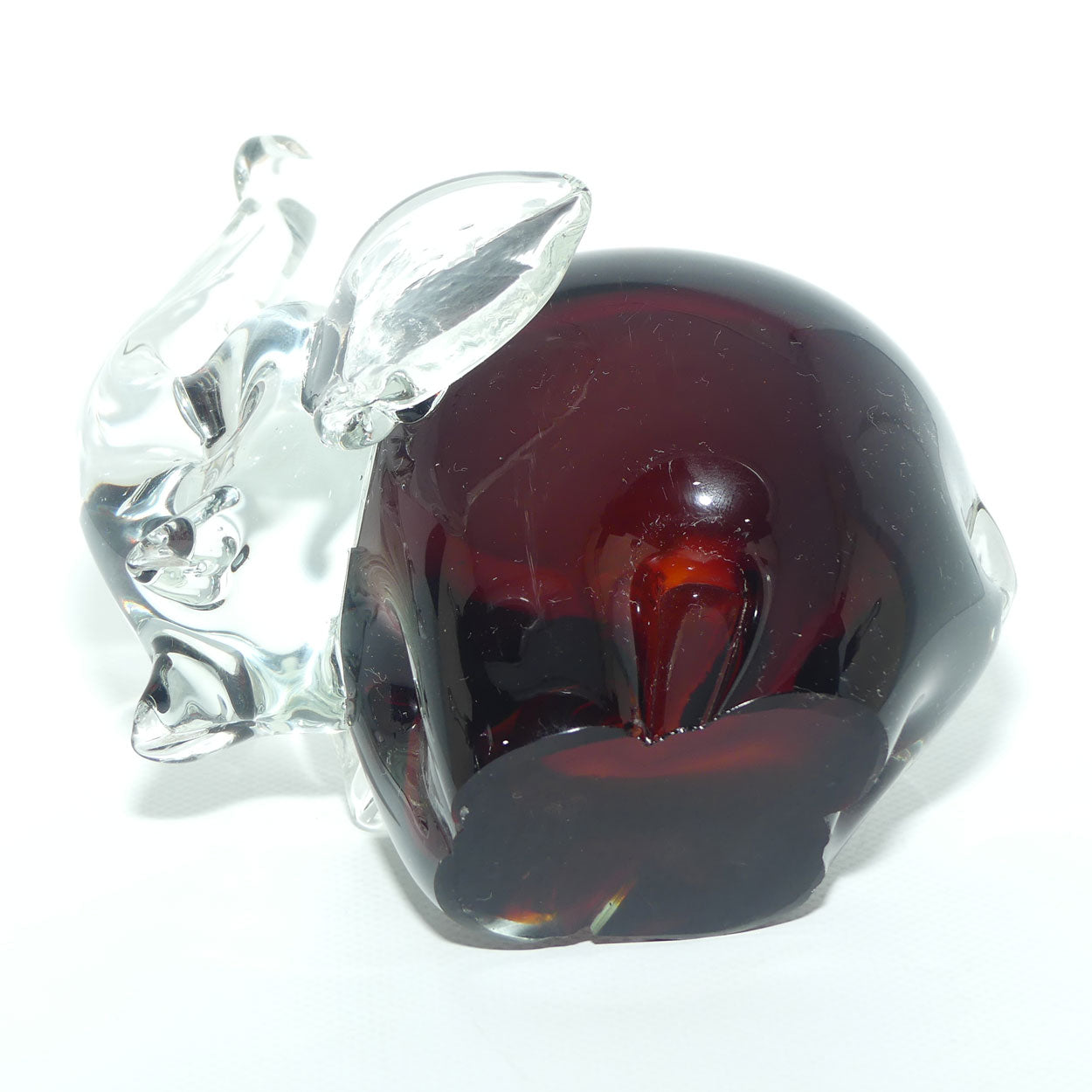 Krosno Jozefina Amber Glass Elephant paperweight