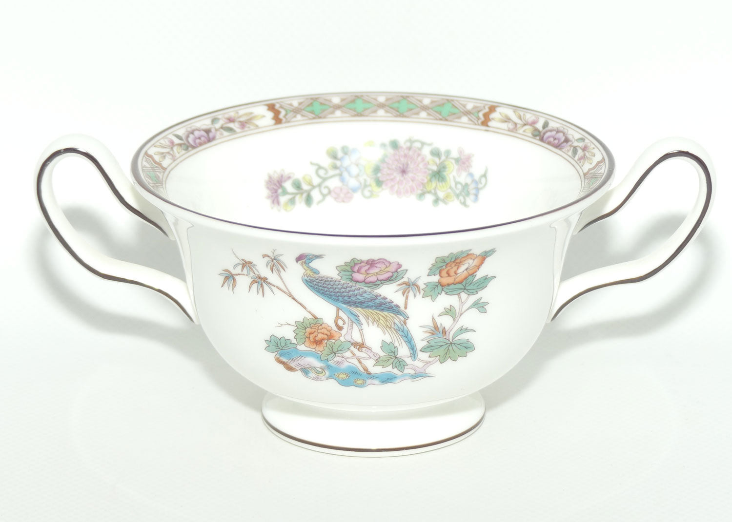 Wedgwood Bone China Kutani Crane handled coupe and underplate