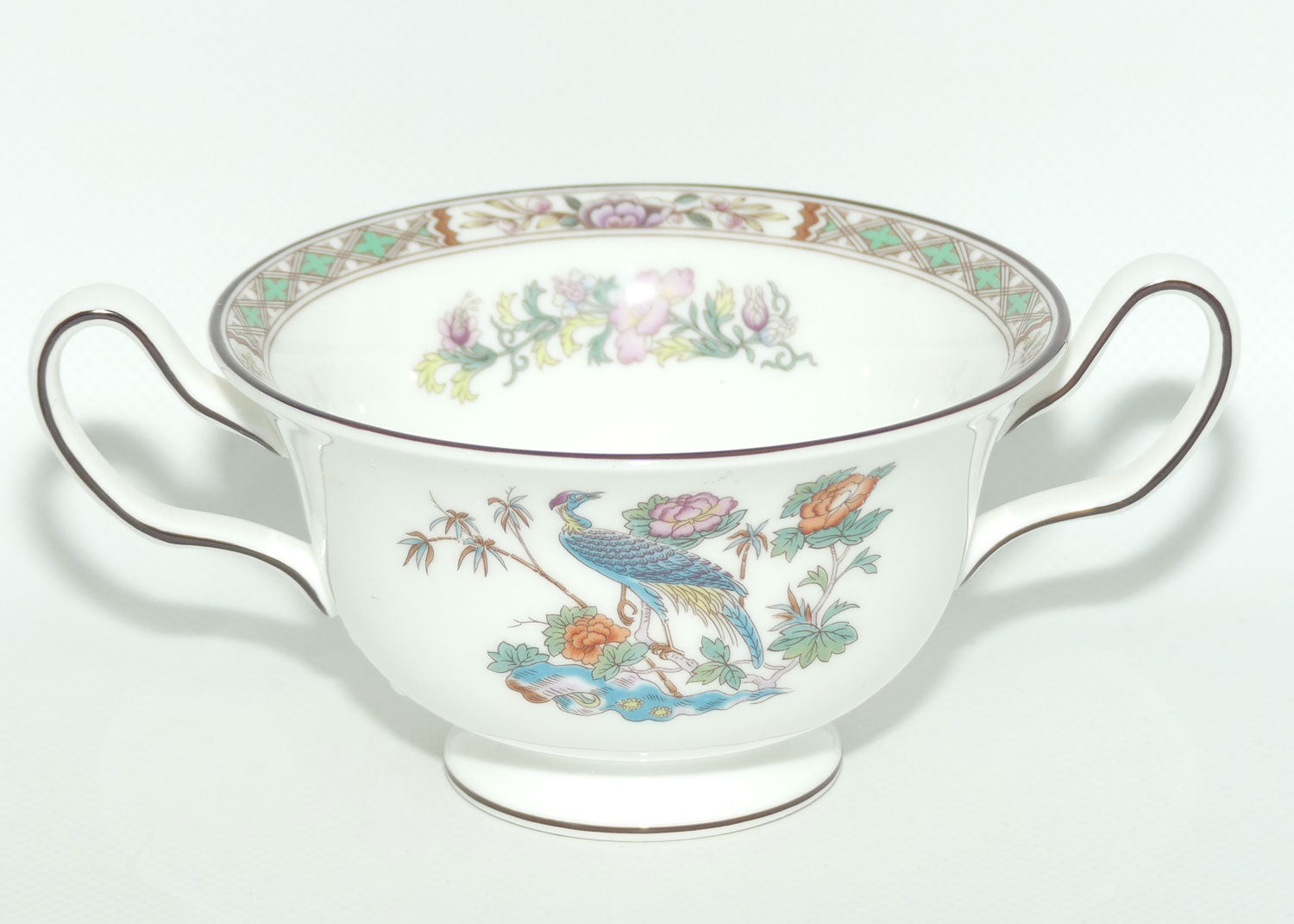 Wedgwood Bone China Kutani Crane handled coupe and underplate