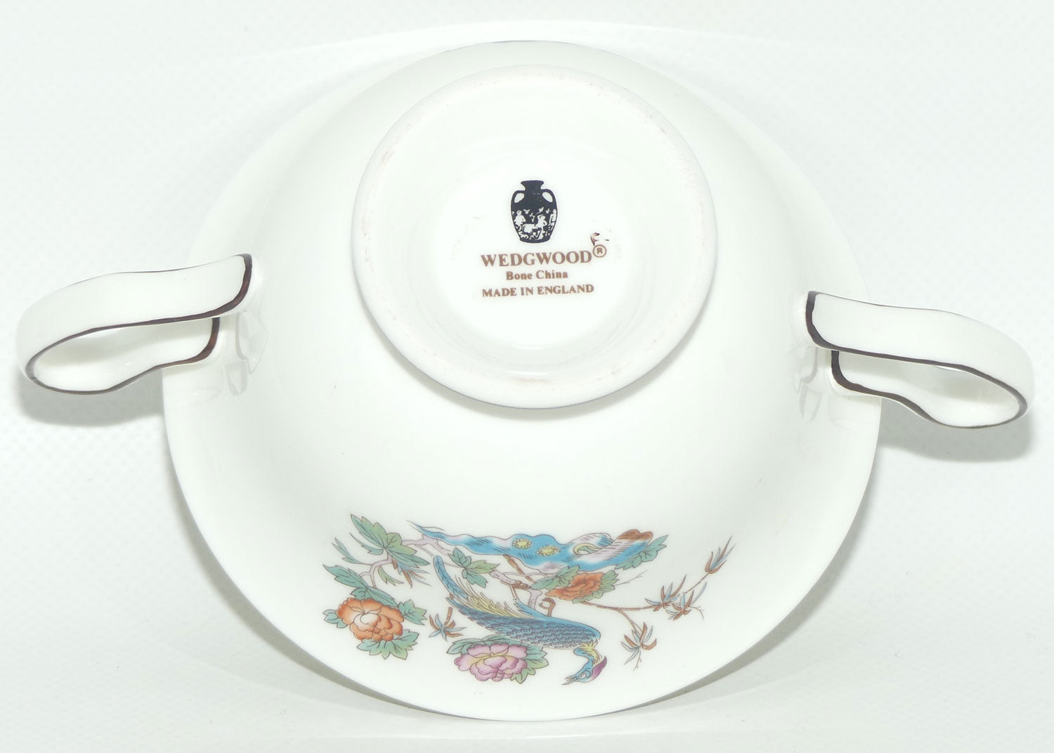 Wedgwood Bone China Kutani Crane handled coupe and underplate