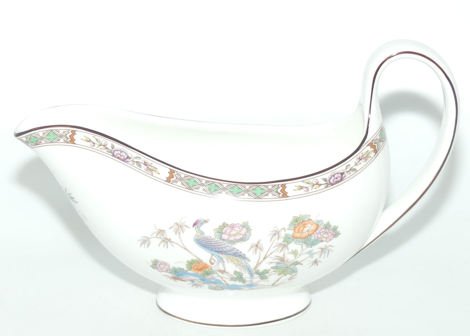 Wedgwood Bone China Kutani Crane gravy boat and underplate