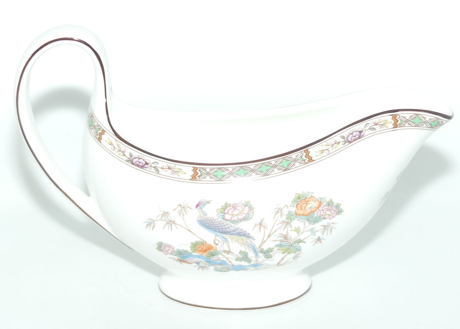 Wedgwood Bone China Kutani Crane gravy boat and underplate