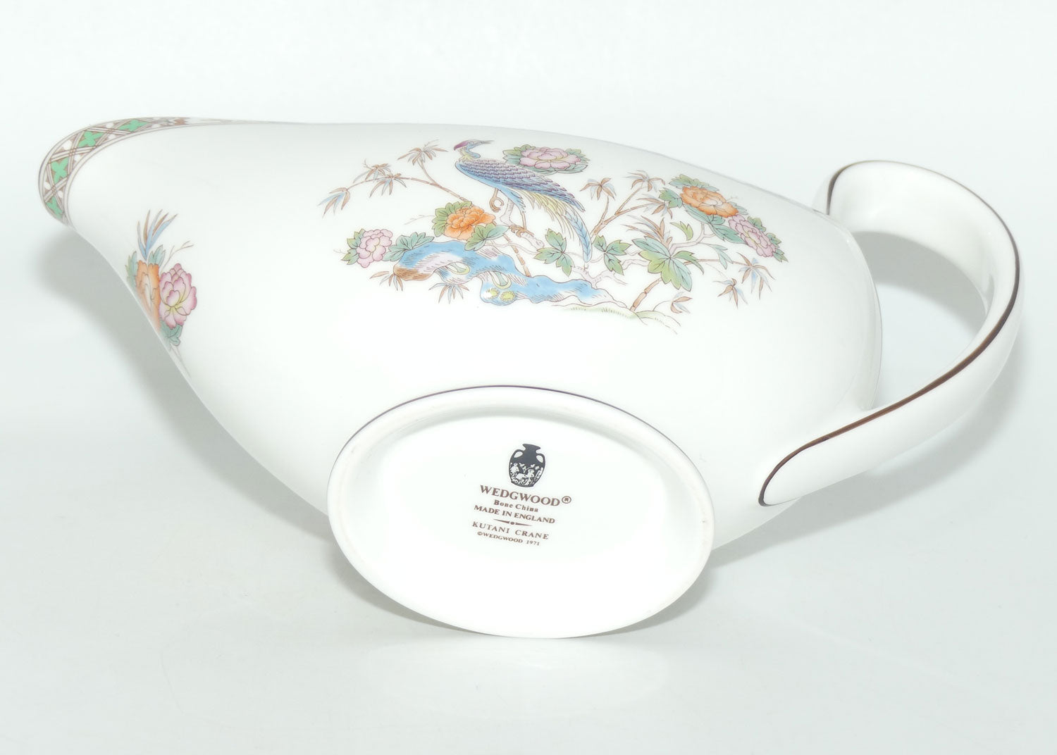 Wedgwood Bone China Kutani Crane gravy boat and underplate