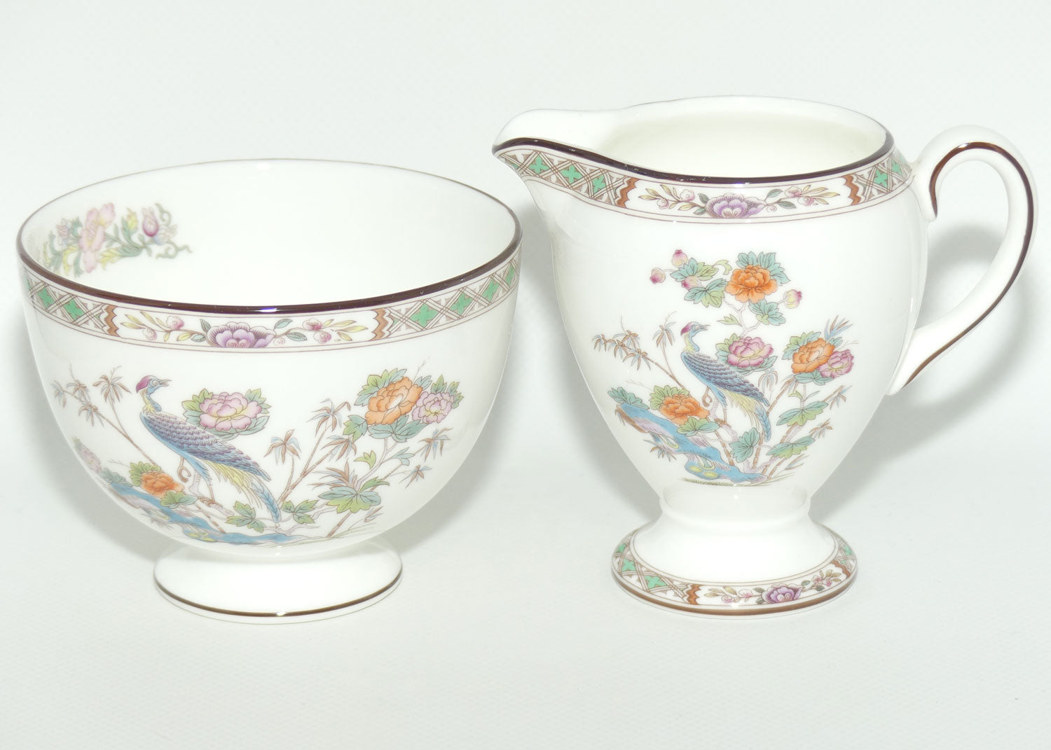 Wedgwood Bone China Kutani Crane milk jug and sugar bowl