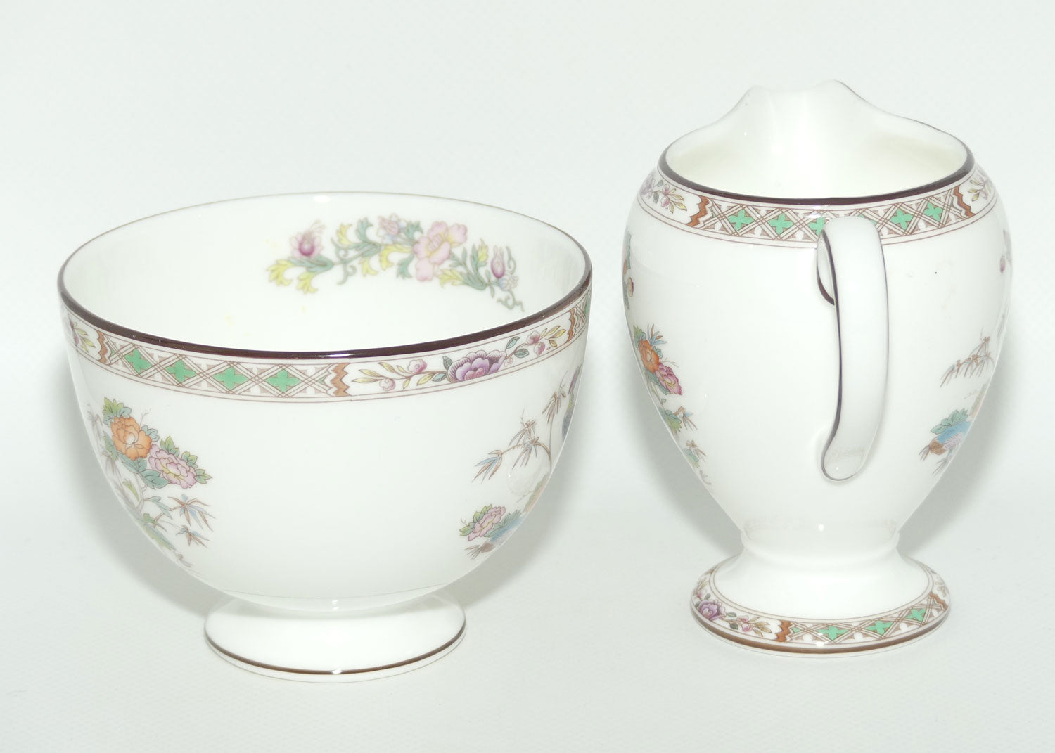 Wedgwood Bone China Kutani Crane milk jug and sugar bowl