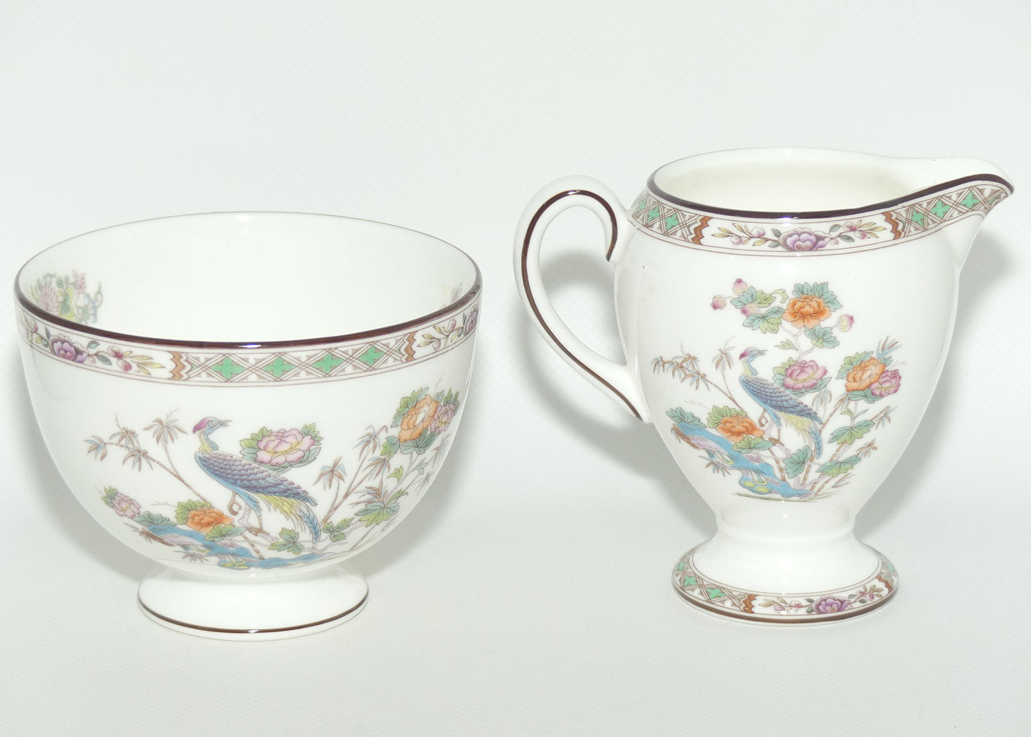Wedgwood Bone China Kutani Crane milk jug and sugar bowl