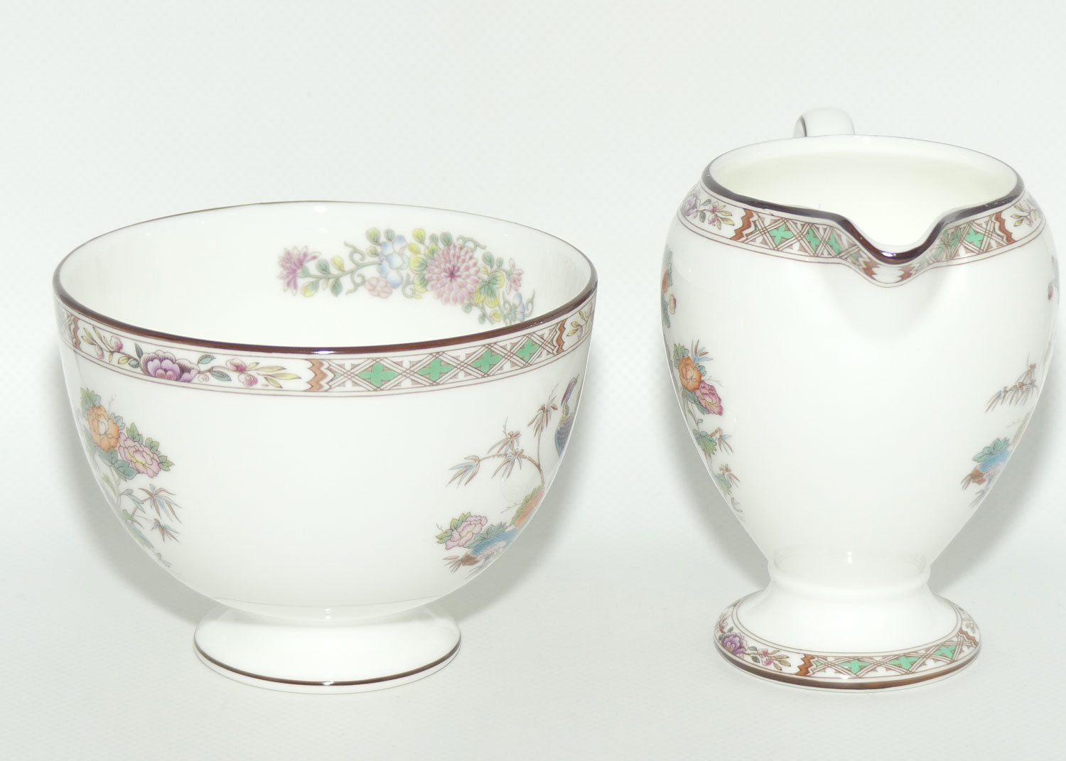 Wedgwood Bone China Kutani Crane milk jug and sugar bowl