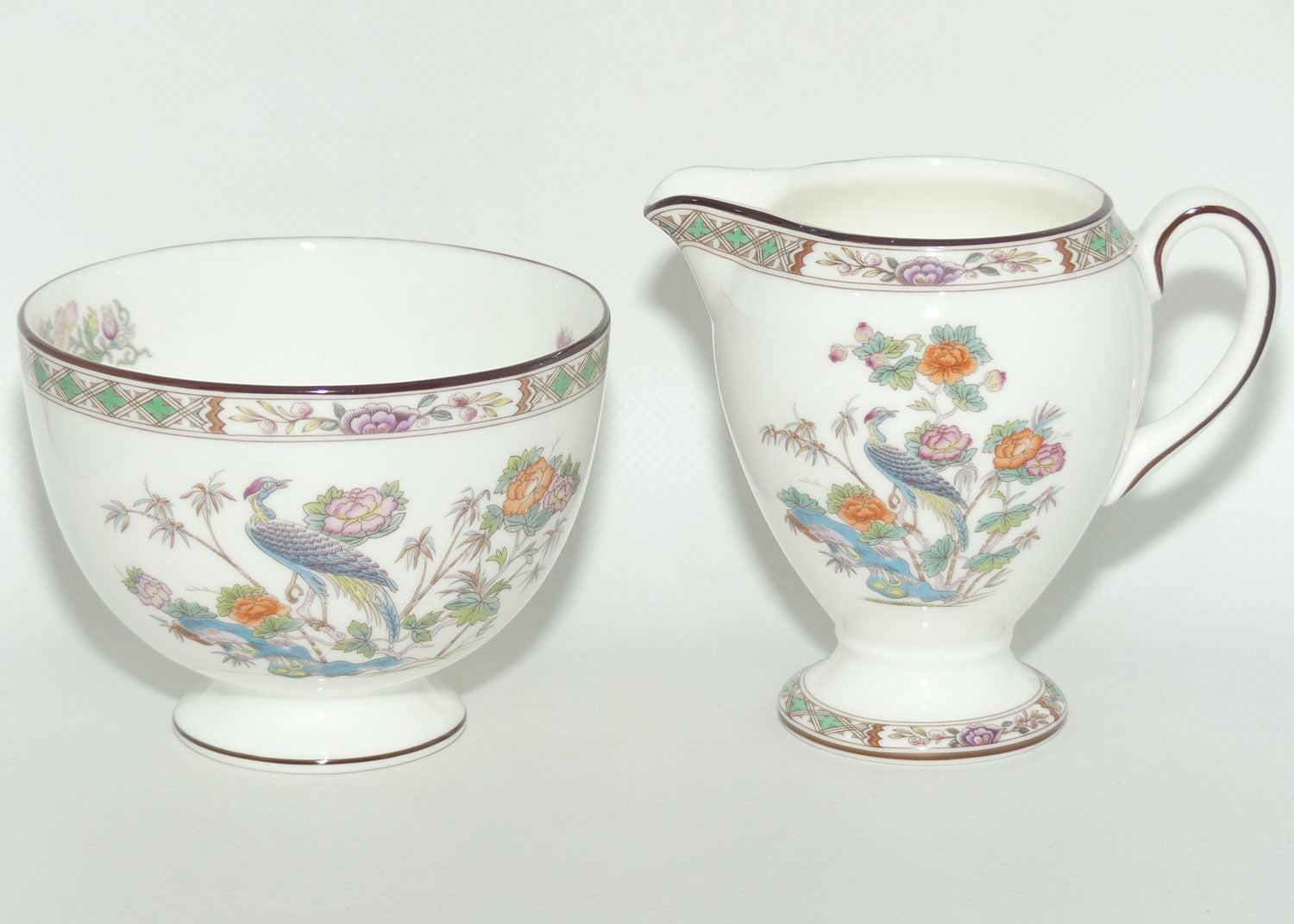 Wedgwood Bone China Kutani Crane milk jug and sugar bowl