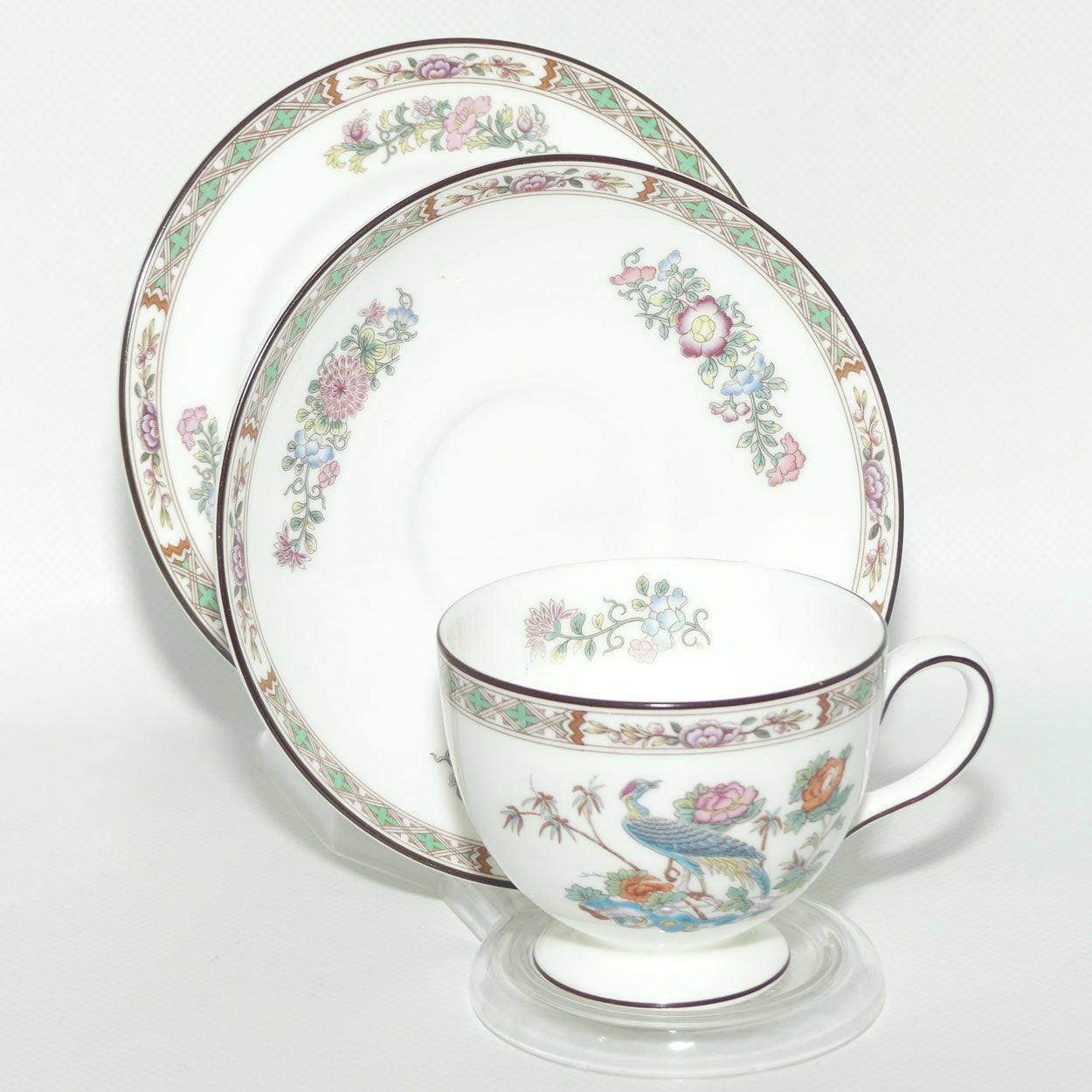 Wedgwood Bone China Kutani Crane tea trio