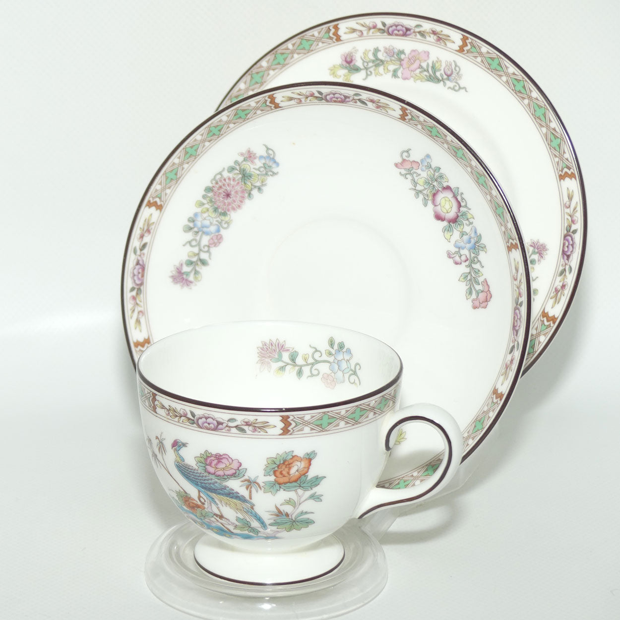 Wedgwood Bone China Kutani Crane tea trio
