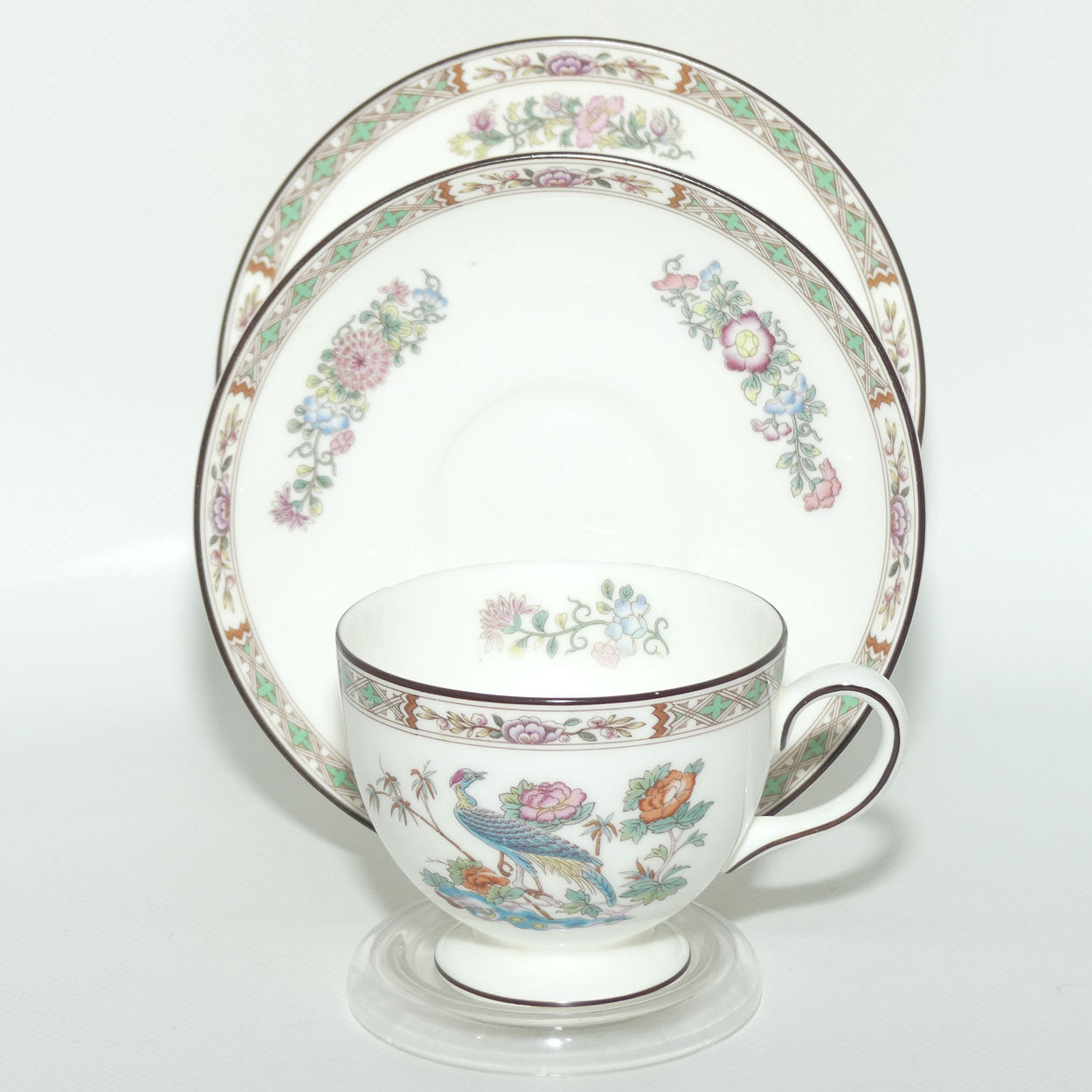 Wedgwood Bone China Kutani Crane tea trio
