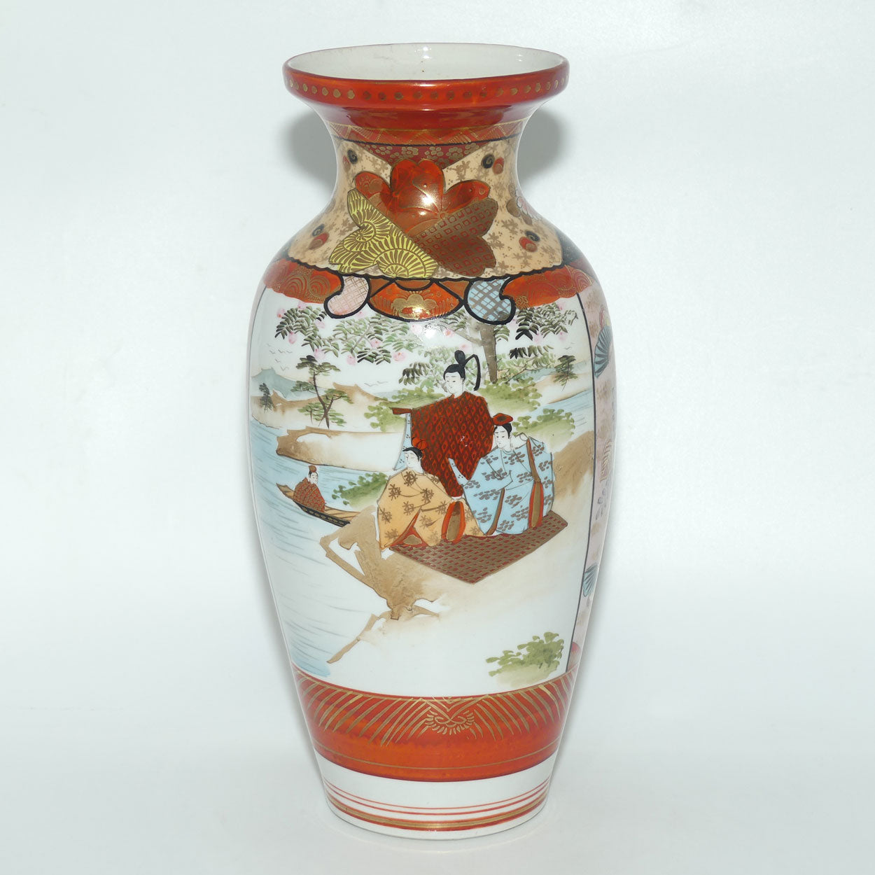 Finely decorated tall Japanese Kutani Ware vase #2 | Taisho period