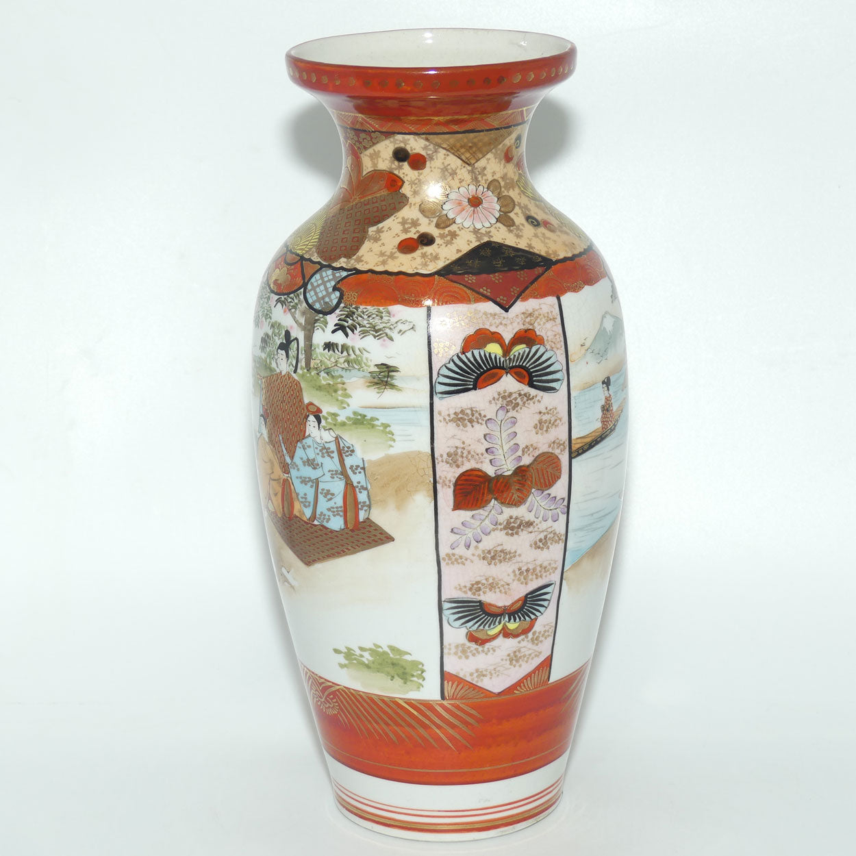 Finely decorated tall Japanese Kutani Ware vase #2 | Taisho period