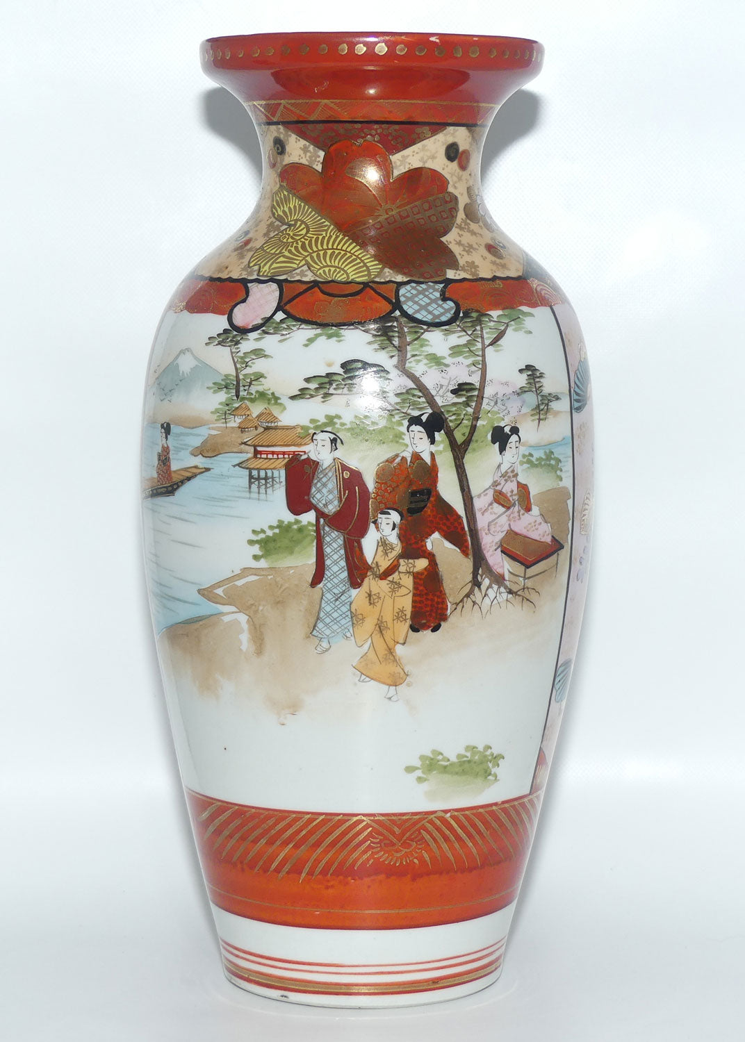 Finely decorated tall Japanese Kutani Ware vase #2 | Taisho period