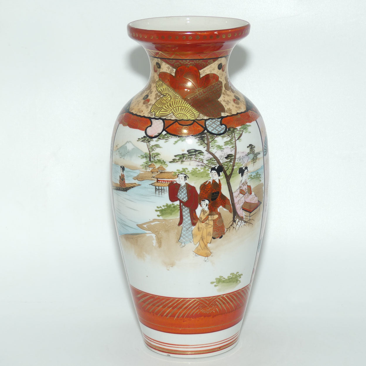 Finely decorated tall Japanese Kutani Ware vase #2 | Taisho period