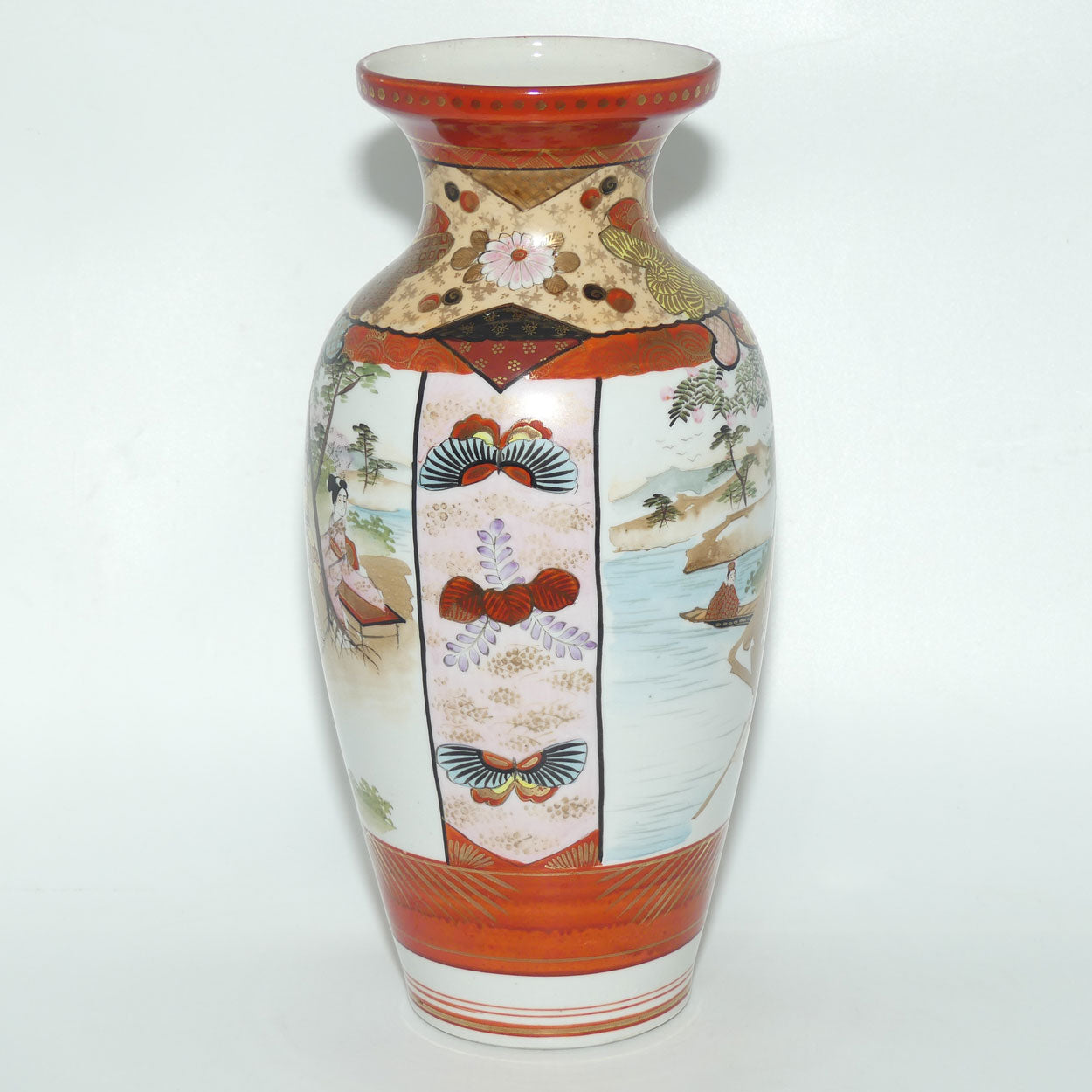 Finely decorated tall Japanese Kutani Ware vase #2 | Taisho period