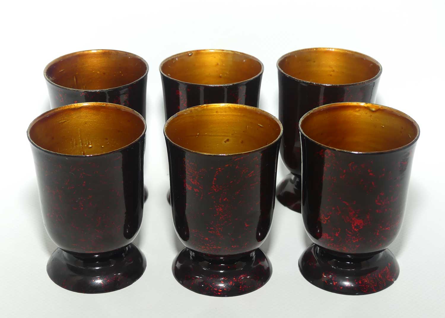 Red Lustre Japanese Lacquerware teapot and 6 cups set | Urushi