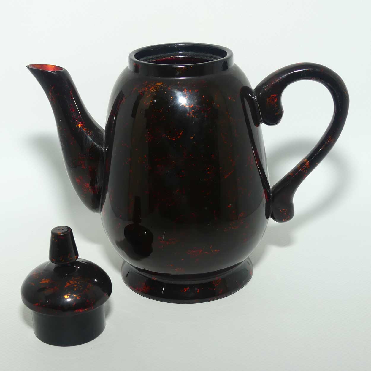 Red Lustre Japanese Lacquerware teapot and 6 cups set | Urushi