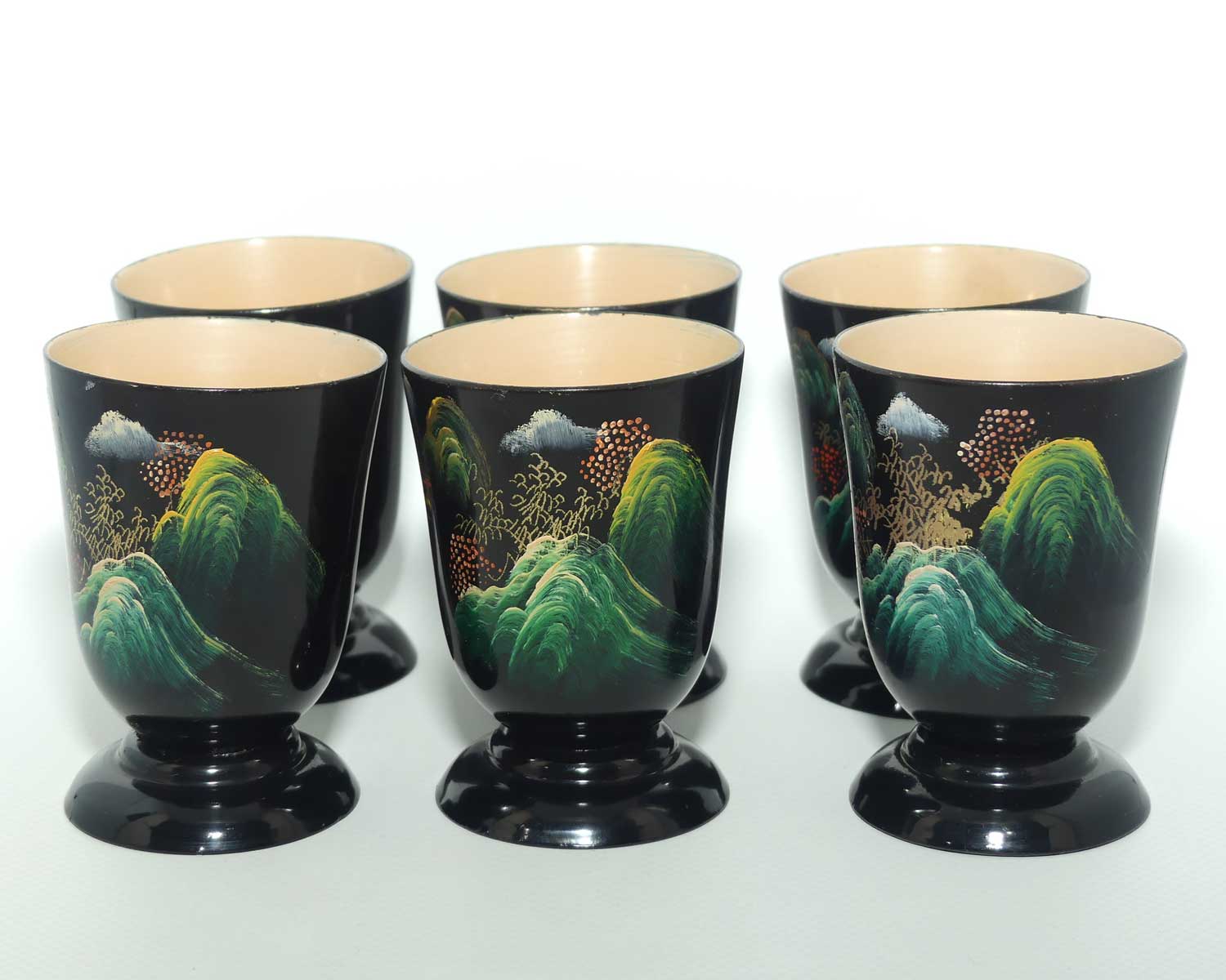 Handpainted Japanese Lacquerware teapot and 6 cups set | Urushi