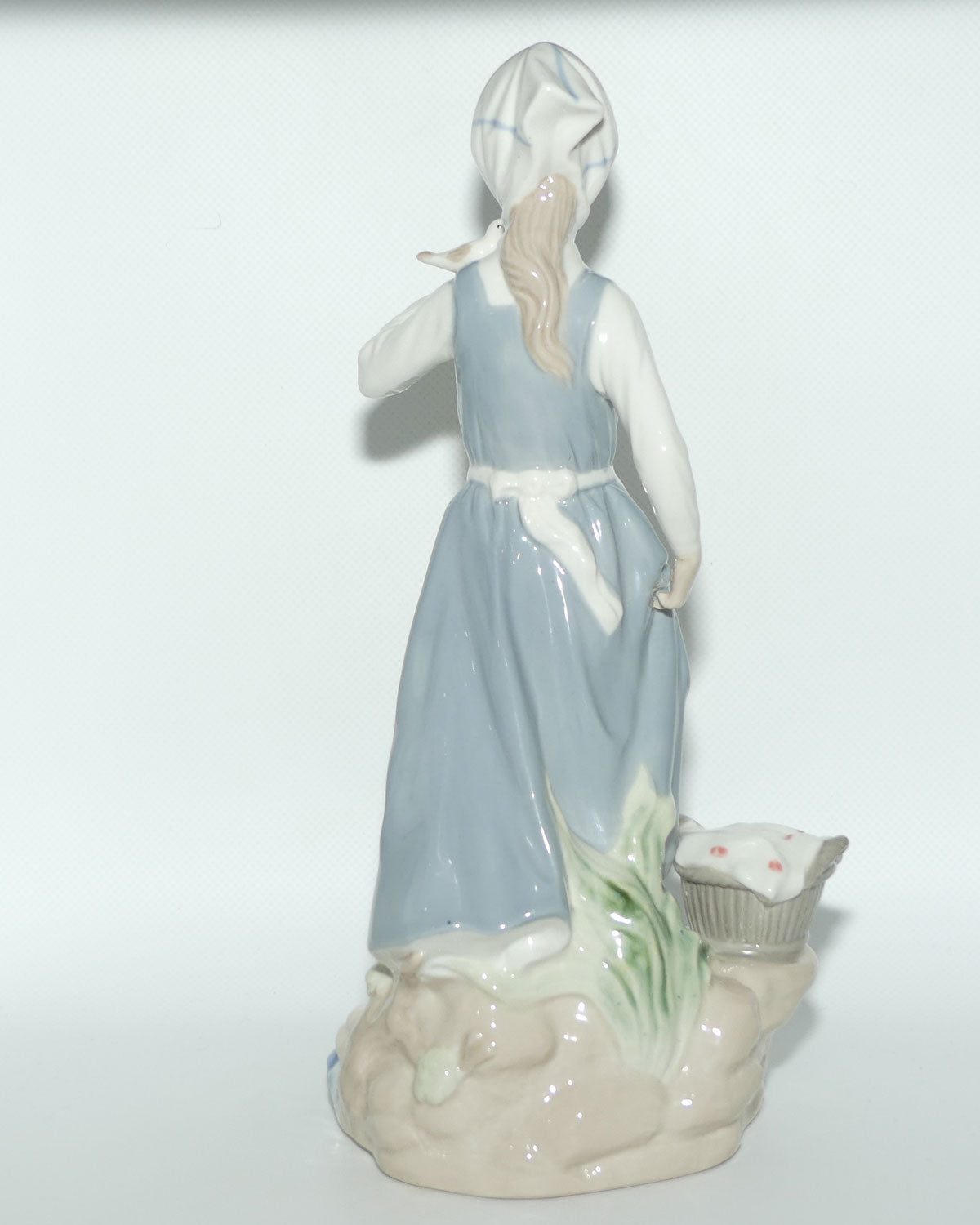 Nadal Spain figure of Young Girl with Washing Basket and Bird in Hand | like Lladro Nao