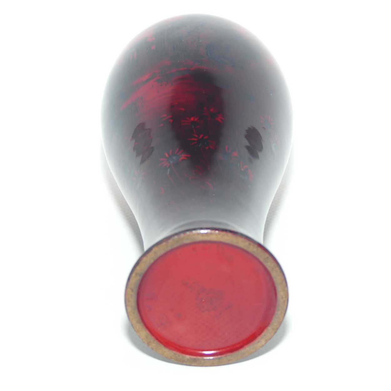 Royal Doulton Flambe slender reverse tapering vase | Lake and Daisy scene | 19cm