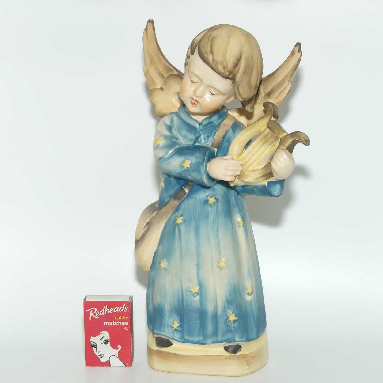 Large 1950 era Occupied Japan figure | Angel with Harp | Hummel copy | 27cm tall