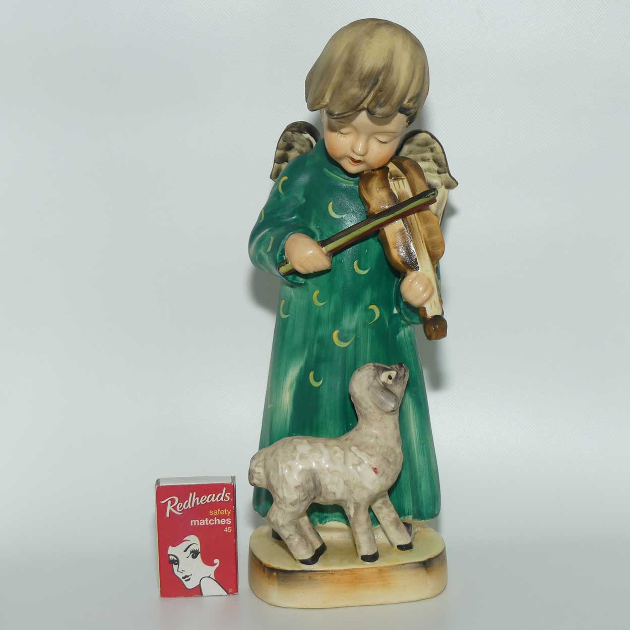 Large 1950 era Occupied Japan figure | Angel with Violin | Hummel copy | 26cm tall